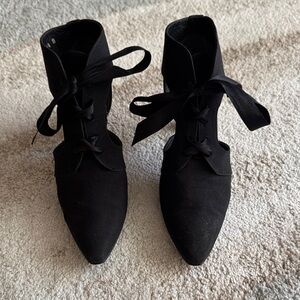 Stuart Weitzman Black Lace-Up Boots